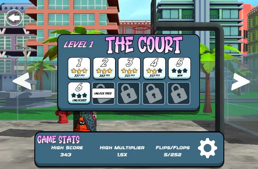 screenshot of number of jumbs in each level in Mr Flip game