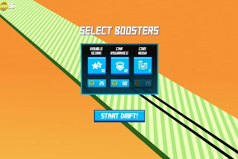 Drift Boss use coins to purchase helpfull booster