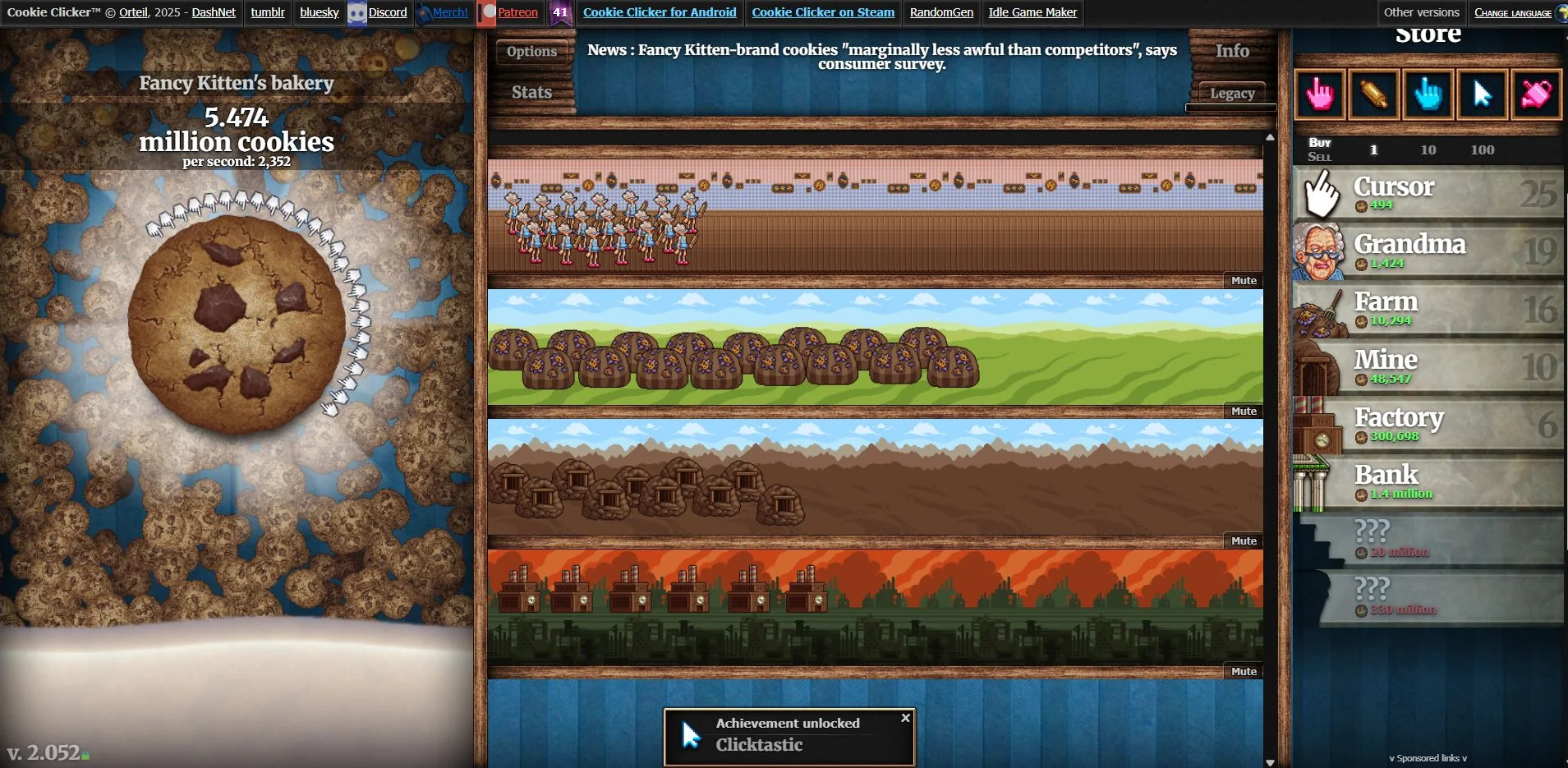 cookie clicker game interface