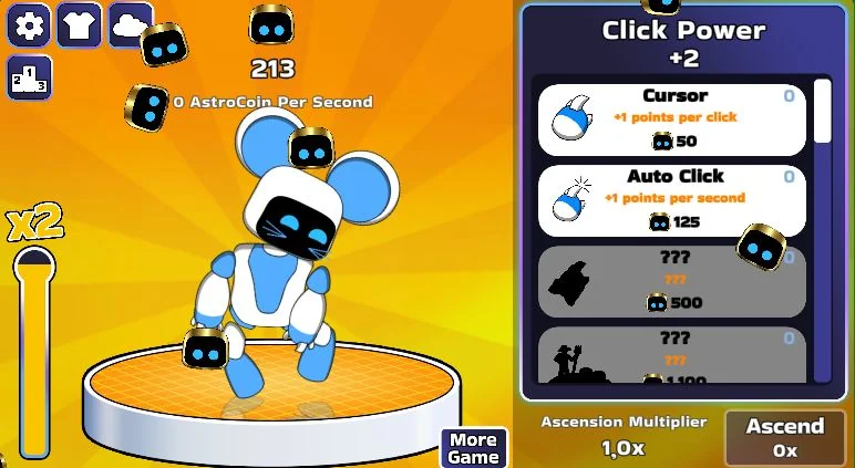 astro robot clicker gameplay screenshot