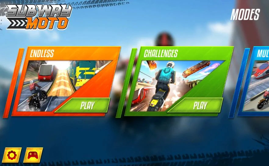 interface of subway moto, 3 modes for players to challenge
