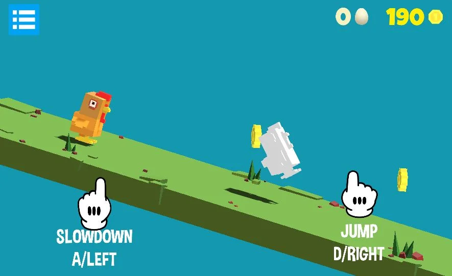 interface of chicken flip game with pixel style