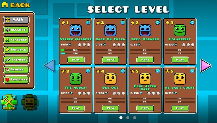 main interface of Geometry Lite with many features