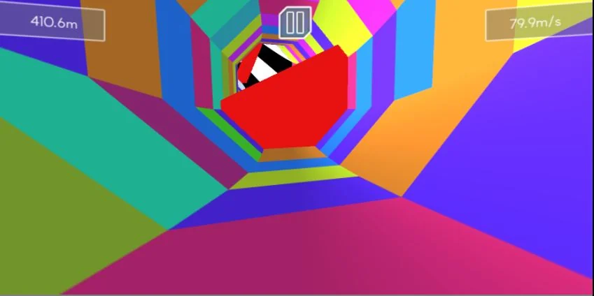 The colorful tunnel and variety of obstacles in Tunnel Rush