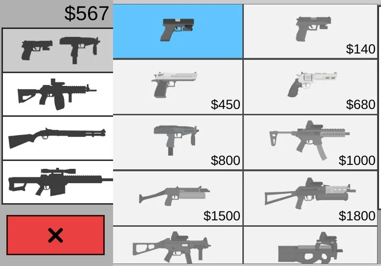 use money to buy new weapons in Undead Corridor